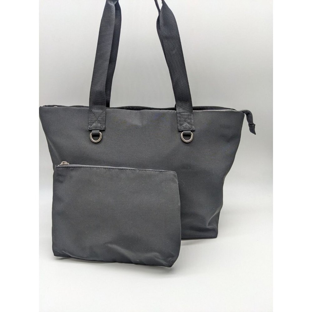 2 Piece SET- INC foldable lightweight women's LG tote bag +pouch crossbody Black